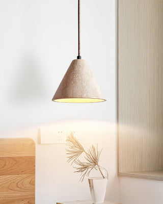 Harvest Halo Wabi-Sabi Travertine Pendant Light