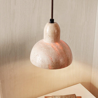 Harvest Halo Wabi-Sabi Travertine Pendant Light