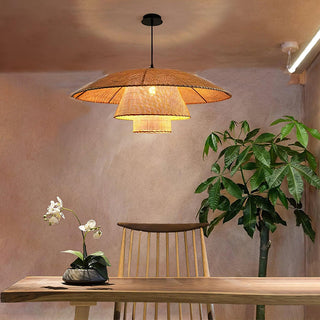 Hat Weave Rattan Oriental Rattan Pendant Light