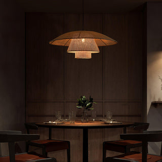 Hat Weave Rattan Oriental Rattan Pendant Light