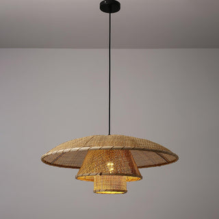 Hat Weave Rattan Oriental Rattan Pendant Light