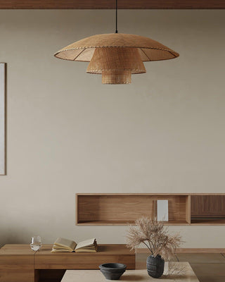 Hat Weave Rattan Oriental Rattan Pendant Light
