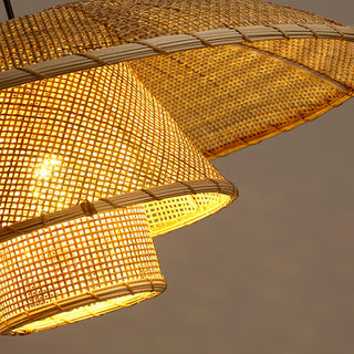 Hat Weave Rattan Oriental Rattan Pendant Light
