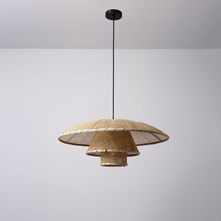 Hat Weave Rattan Oriental Rattan Pendant Light