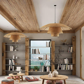 Hat Weave Rattan Oriental Rattan Pendant Light