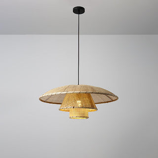 Hat Weave Rattan Oriental Rattan Pendant Light