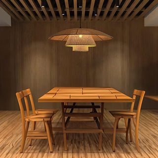 Hat Weave Rattan Oriental Rattan Pendant Light