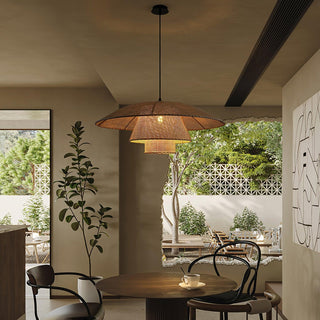 Hat Weave Rattan Oriental Rattan Pendant Light