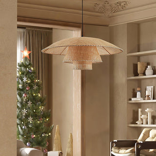 Hat Weave Rattan Oriental Rattan Pendant Light