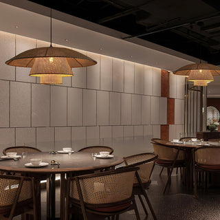 Hat Weave Rattan Oriental Rattan Pendant Light