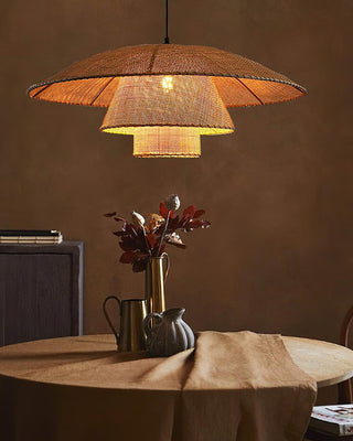 Hat Weave Rattan Oriental Rattan Pendant Light