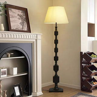 Hexas Sculpted Wood Floor Lamp