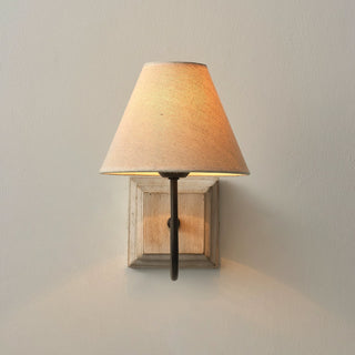 Hortense Modern Distressed Wood Fabric Wall Sconce