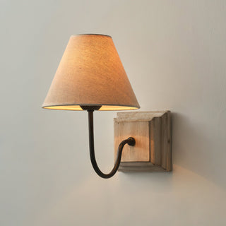 Hortense Modern Distressed Wood Fabric Wall Sconce
