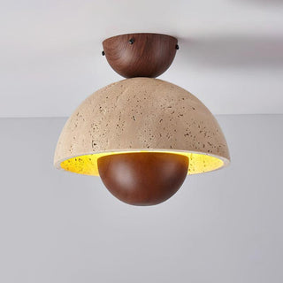 Inverted Wabi-Sabi Travertine Ceiling Light