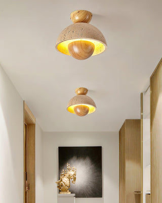 Inverted Wabi-Sabi Travertine Ceiling Light