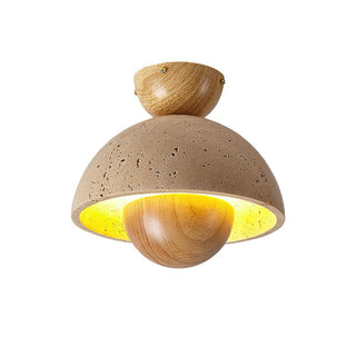 Inverted Wabi-Sabi Travertine Ceiling Light
