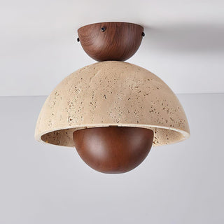 Inverted Wabi-Sabi Travertine Ceiling Light