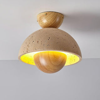 Inverted Wabi-Sabi Travertine Ceiling Light