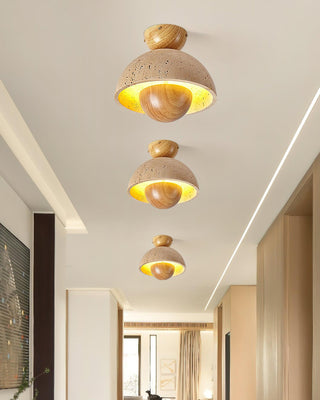 Inverted Wabi-Sabi Travertine Ceiling Light