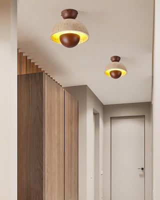 Inverted Wabi-Sabi Travertine Ceiling Light