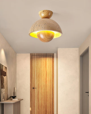 Inverted Wabi-Sabi Travertine Ceiling Light