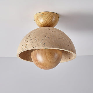 Inverted Wabi-Sabi Travertine Ceiling Light