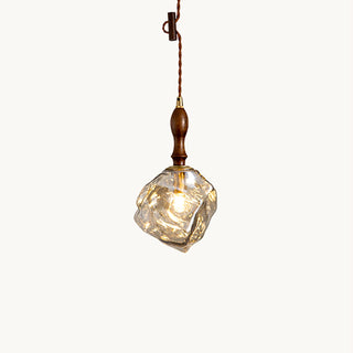 Irregular Modern Wood Glass Pendant Light
