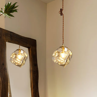 Irregular Modern Wood Glass Pendant Light
