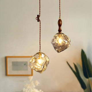 Irregular Modern Wood Glass Pendant Light