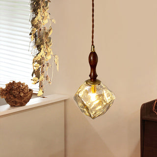 Irregular Modern Wood Glass Pendant Light