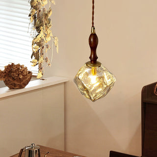 Irregular Modern Wood Glass Pendant Light