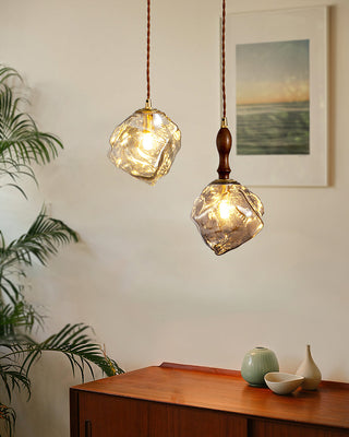 Irregular Modern Wood Glass Pendant Light
