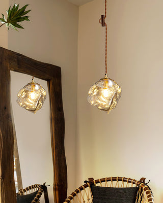 Irregular Modern Wood Glass Pendant Light