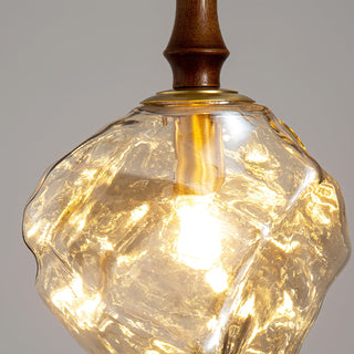 Irregular Modern Wood Glass Pendant Light