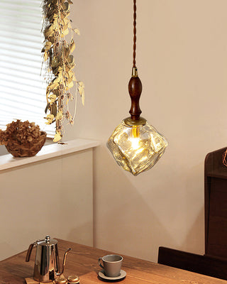 Irregular Modern Wood Glass Pendant Light