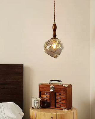 Irregular Modern Wood Glass Pendant Light