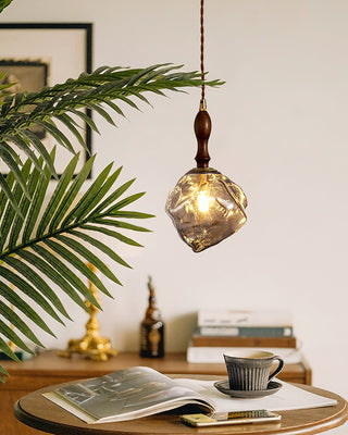 Irregular Modern Wood Glass Pendant Light
