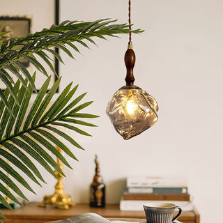 Irregular Modern Wood Glass Pendant Light