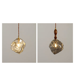 Irregular Modern Wood Glass Pendant Light