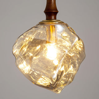 Irregular Modern Wood Glass Pendant Light