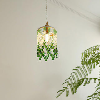 Jade Blossom Natural Glass Pendant Light