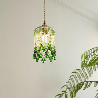 Jade Blossom Natural Glass Pendant Light