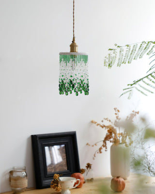 Jade Blossom Natural Glass Pendant Light
