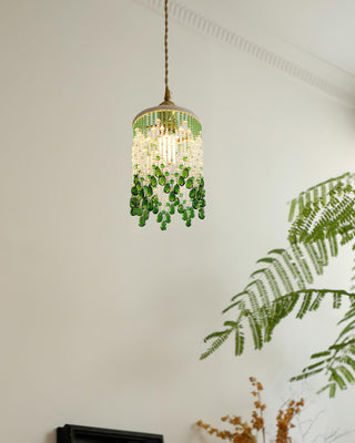 Jade Blossom Natural Glass Pendant Light