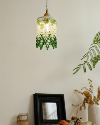 Jade Blossom Natural Glass Pendant Light