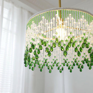 Jade Blossom Natural Glass Pendant Light