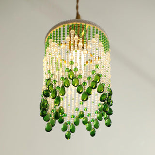 Jade Blossom Natural Glass Pendant Light