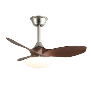 Nexus Brushed Steel Wood Ceiling Fan Light
