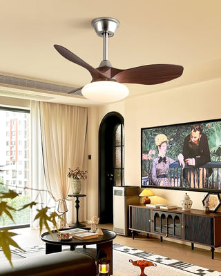Nexus Brushed Steel Wood Ceiling Fan Light
